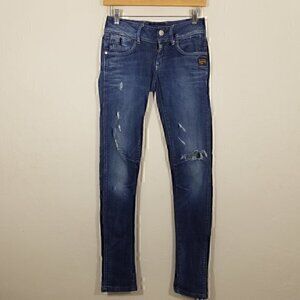 G-Star Raw Skinny Distressed Stretch Jeans Blue Size 24